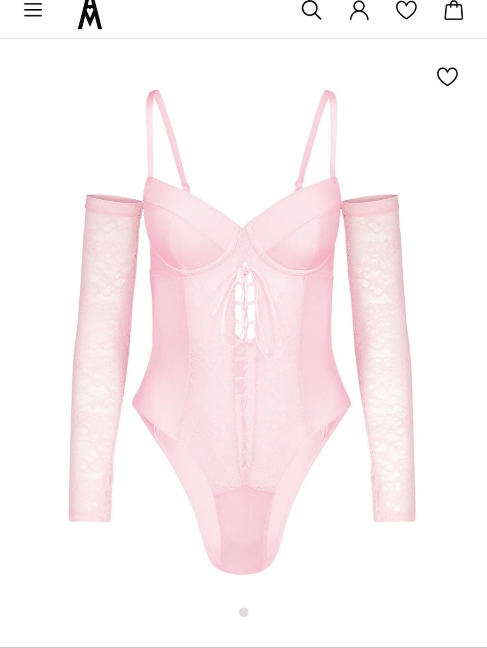 Adore Me Lace-Front Light Pink Bustier Teddy Bodysuit
